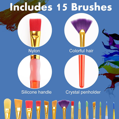 15Pcs Paint Brushes Value Pack