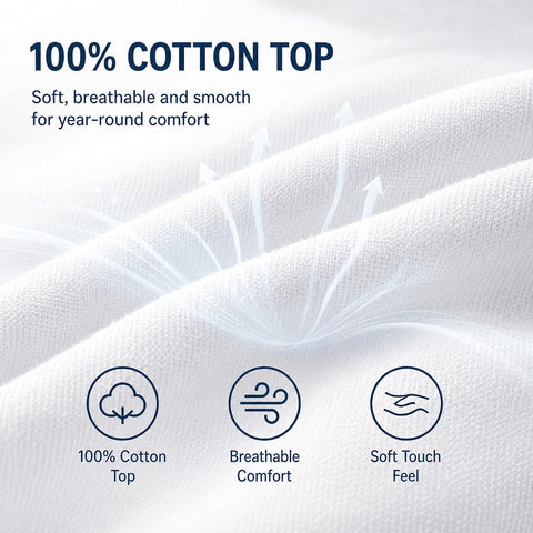 CozyLux Twin Mattress Pad, Cotton Top, 450 GSM Down Alternative Fill