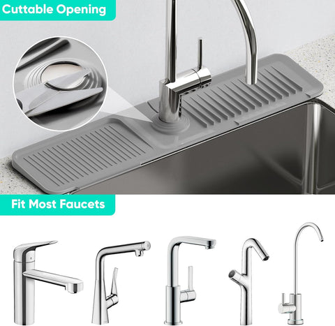 24'' Longer Faucet Mat for Kitchen Sink Splash Guard Drain Mat Behind Fauce