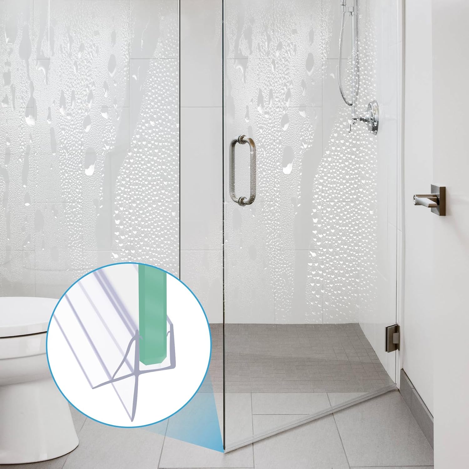 36" Frameless Shower Door Bottom Seal w/Drip Rail for 3/16" Glass, Vinyl