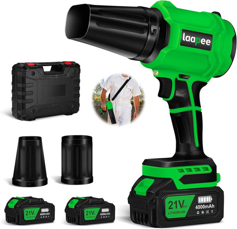 Leaf Blower Cordless,Battery Powered 800,000 RPM Electric Leaf Blower with 2 x 4.0Ah Battery and Charger Handheld Blowers for Lawn Care,Dust,Snow,Car Blowing Water with 2 Extended Nozzle,Orange