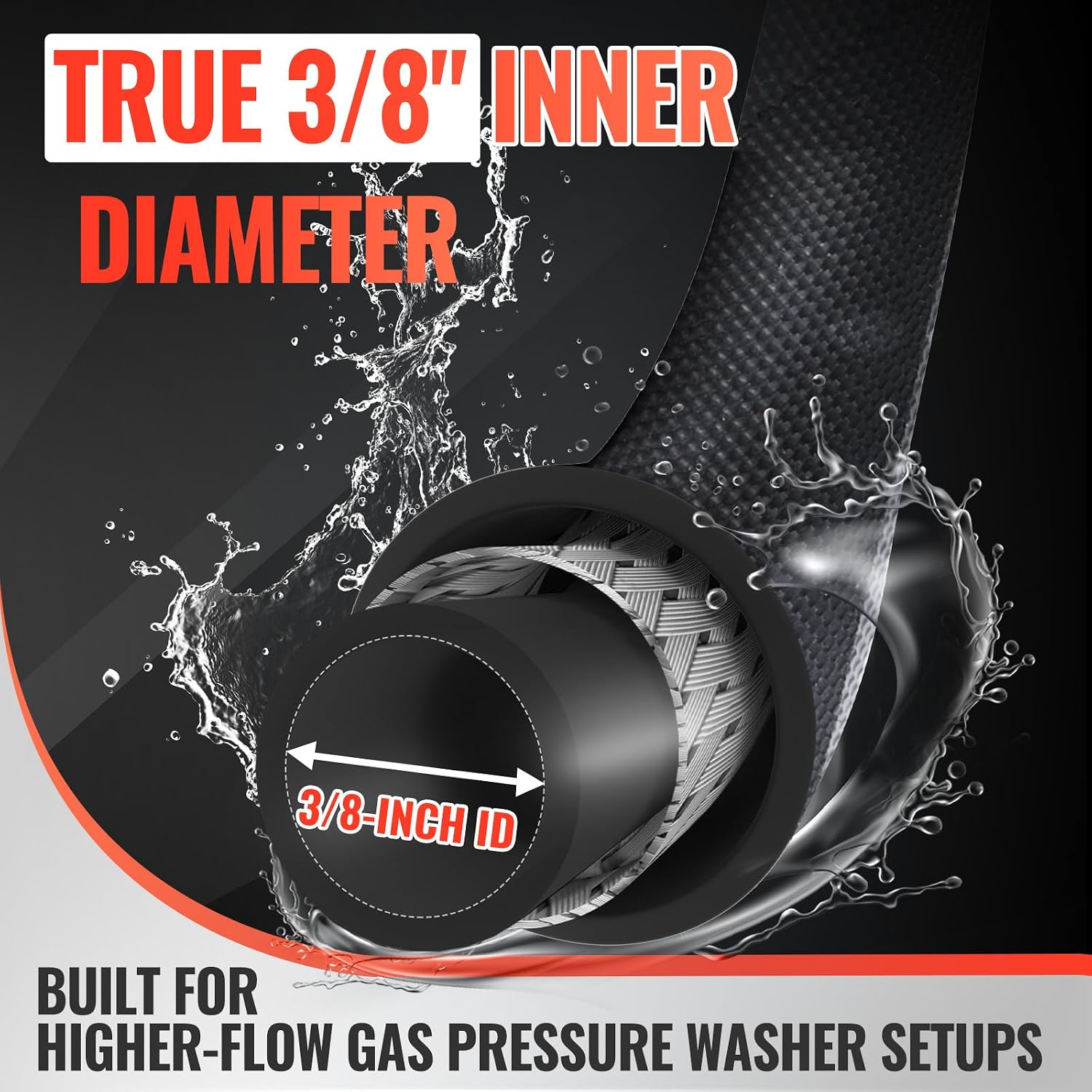 YAMATIC 3/8 in Pressure Washer Hose, 4000 PSI, 35 FT