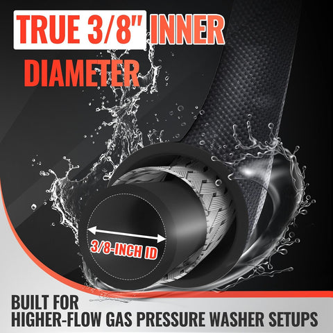 YAMATIC 3/8 in Pressure Washer Hose, 4000 PSI, 35 FT