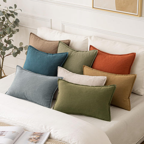 MIULEE Decorative Linen Pillow Covers 18x18 Inch Green
