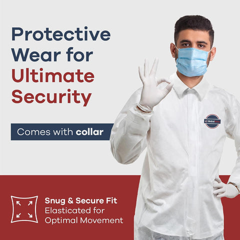 Medical Nation Hazmat Suits Disposable | 25 Pack | Light Duty Disposable Coveralls Men | with Attached Hood - Overall Protective Chemical Suit for Men & Women, Disposable Paint Suit - Size 2X-Large