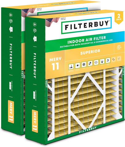 Filterbuy 20x21x5 Air Filter MERV 11 Pet & Allergy Defense (2-Pack)