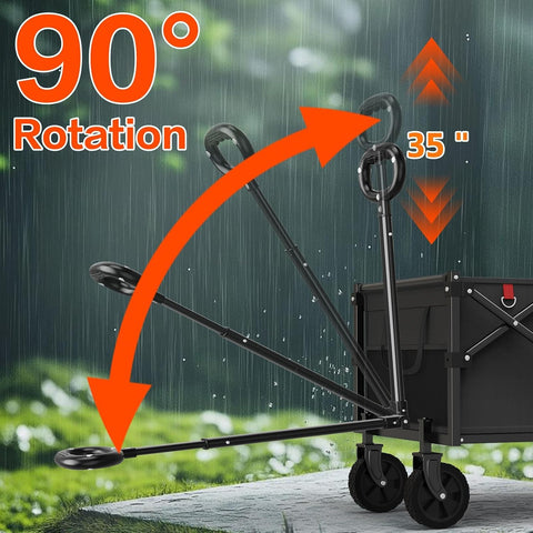 Yozoia Wagons Carts Foldable,120L Collapsible Wagon Cart with Wheels,Black