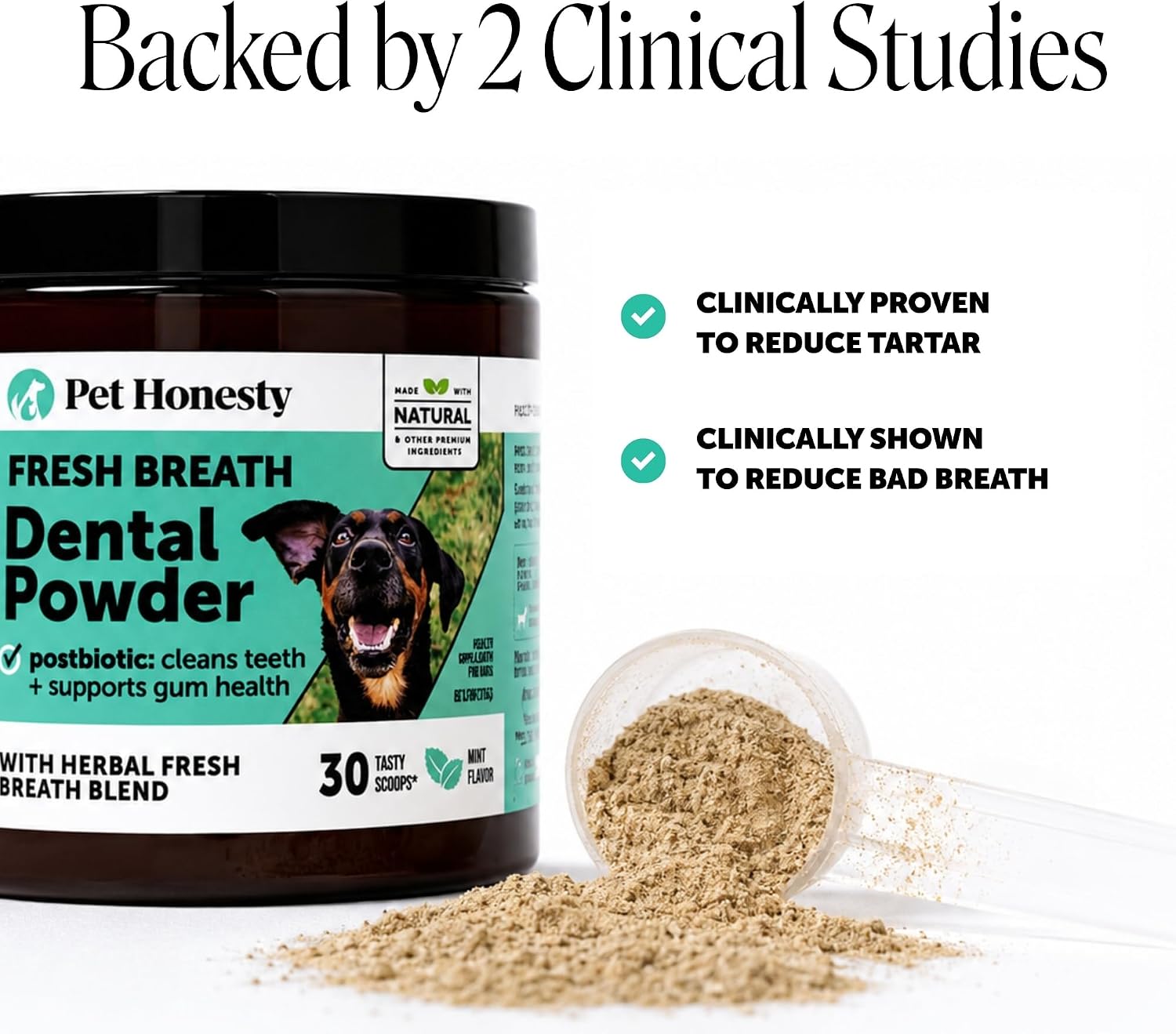 Pet Honesty Vet Approved Dog Teeth Cleaning Powder, 30 Servings