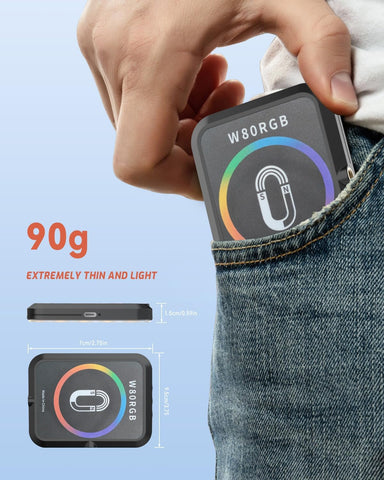 Portable Selfie Light for iPhone: Rechargeable Phone Fill Lights, Ring Light for Camera Picture, Makeup Photo, Video Conferences, Laptop Use, Zoom Meetings, TikTok, Vlog Photography Magnetic RGB