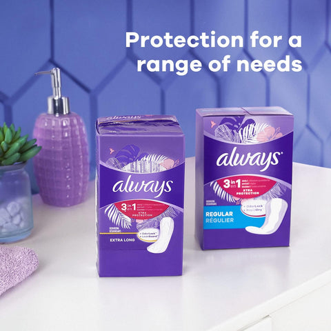Always Panty Liners for Women Xtra Protection 3-in-1 Daily Liners for Women, Extra Long, Scented, 60 Count