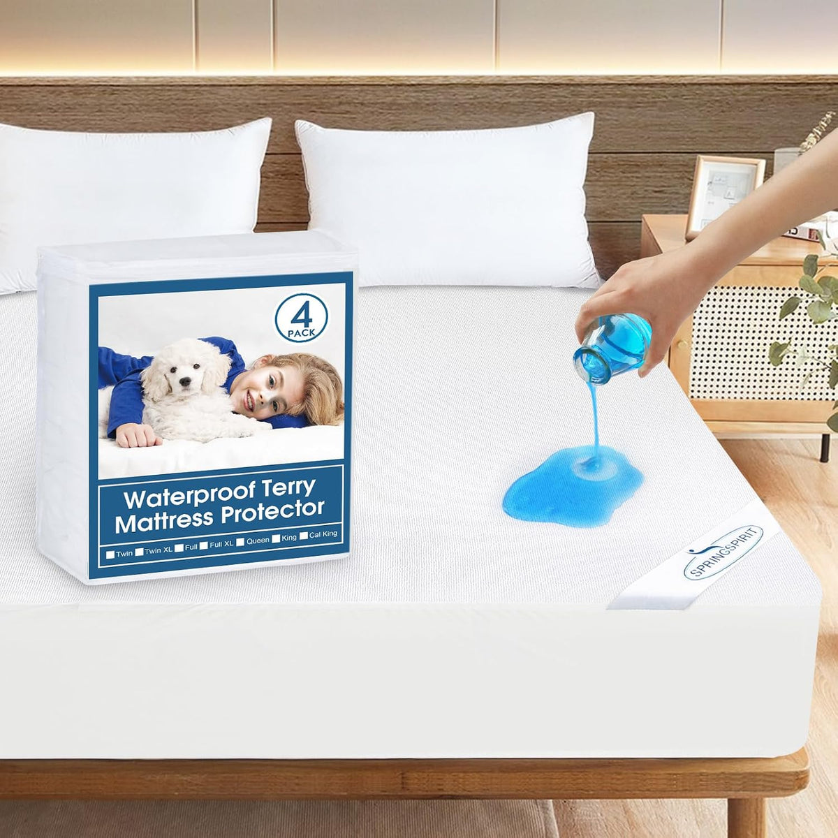 Full Size Mattress Protector Waterproof,Absorbent Fitted Sheet