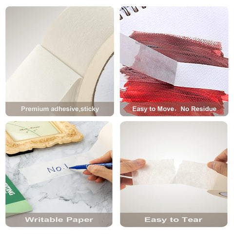 4 Rolls Beige White Masking Tape Multi-Size