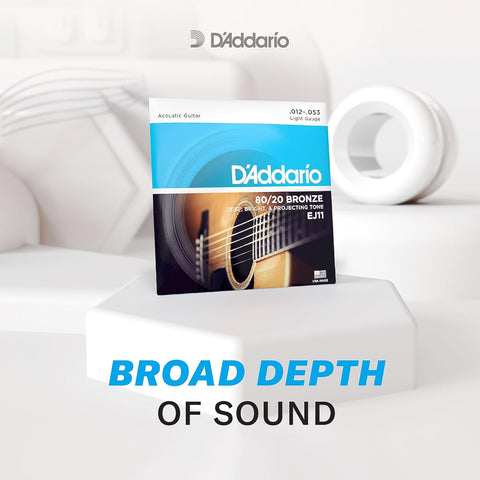 D'Addario EJ12-3D 80/20 Bronze Acoustic Guitar Strings, Medium 13-56, 3 Sets