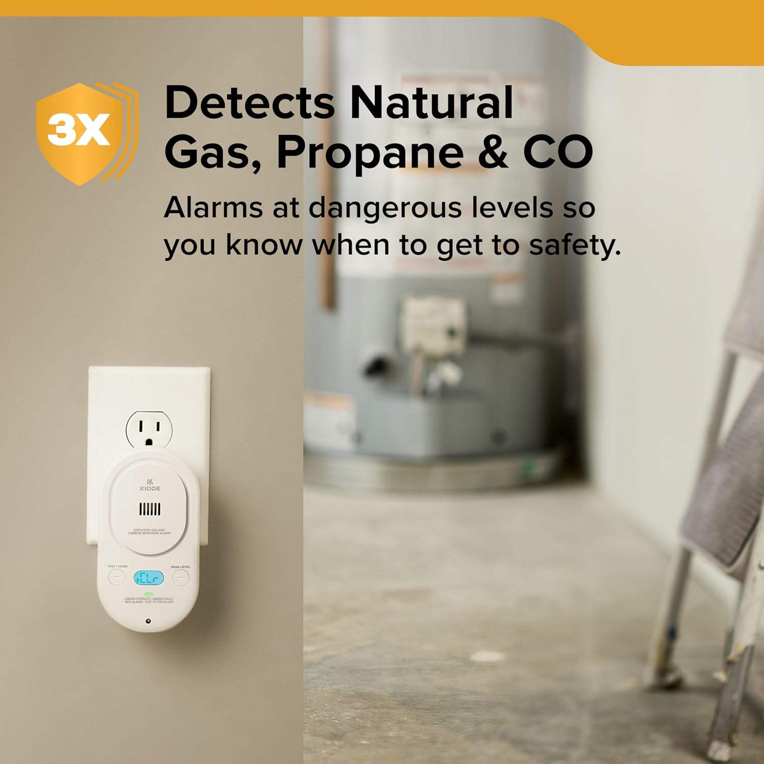 Kidde Carbon Monoxide & Explosive Gas Alarm, Plug-in & AA Battery, COPDLG