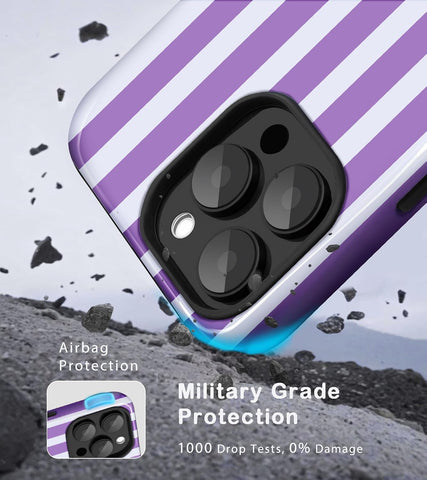for iPhone 16 Pro Max Cute Striped Phone Case, Purple
