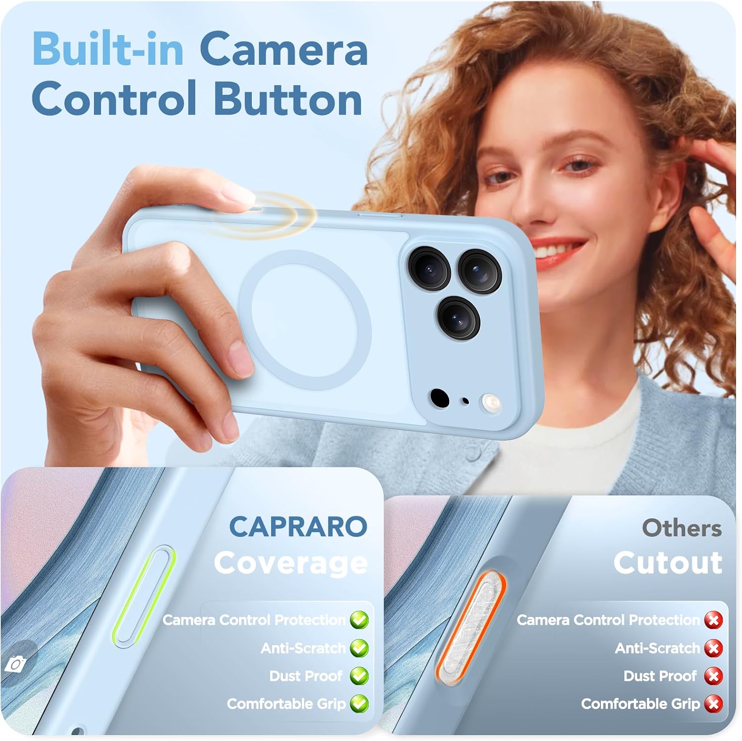 CAPRARO for iPhone 17 Pro Case, Compatible with MagSafe