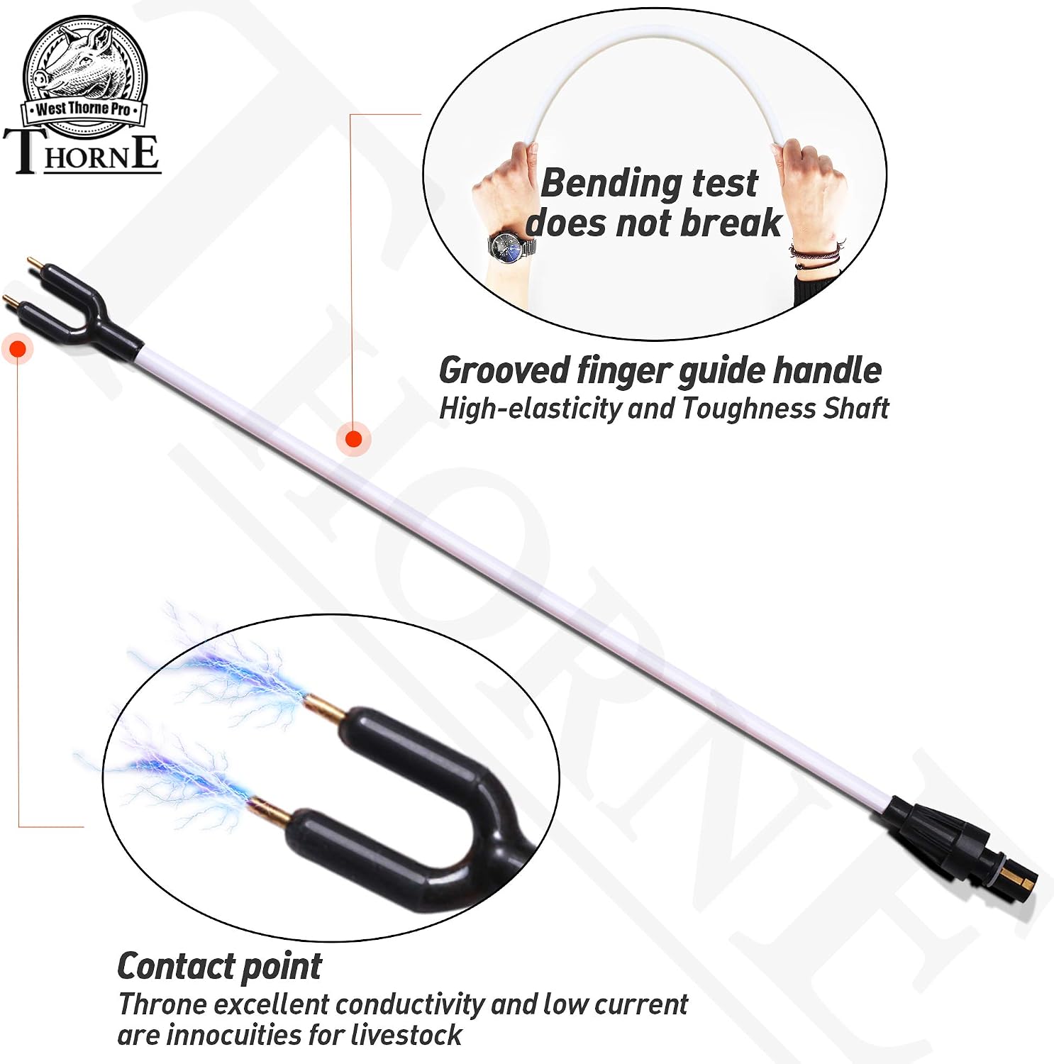 Livestock Prod, Waterproof Cattle Prod Stick with LED Light, Livestock Prod for Modern Livestock Management(33.8in)