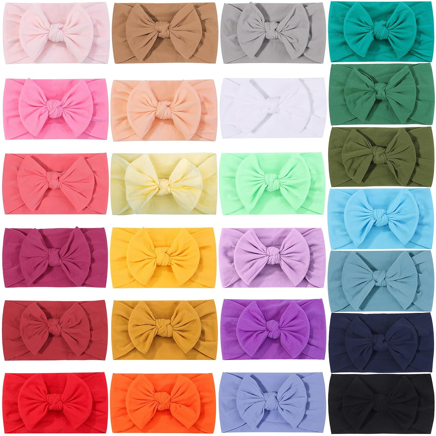 ALinmo 25PCS Baby Nylon Headbands Soft Baby Girl Headbands with Hair Bows