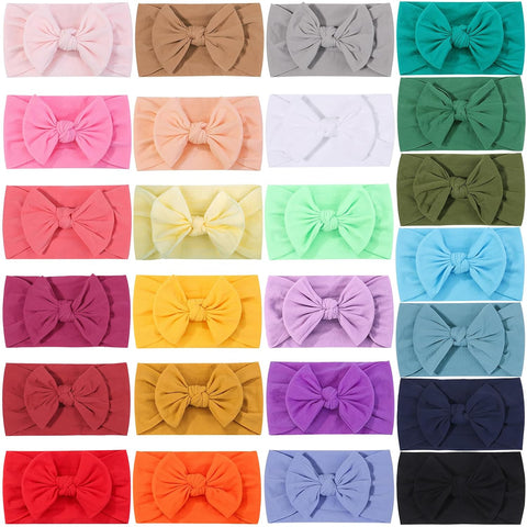 ALinmo 25PCS Baby Nylon Headbands Soft Baby Girl Headbands with Hair Bows
