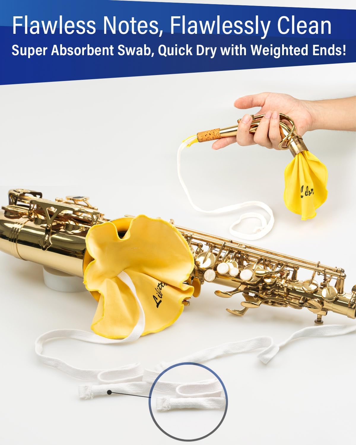 Libretto Alto Saxophone Cleaning Kit with EVA Case, Including 2 Microfiber Cleaning Swabs, 16 Mouthpiece Cushions, Mouthpiece Brush, Dust Brush, Thumb Cushion, 3 Microfiber Pad Dryers.