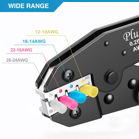 Plustool Crimping Tool for Heat Shrink Connectors AWG26-10, Ratcheting Wire Terminal Crimper - Crimping Pliers - Electrical Crimping Tool