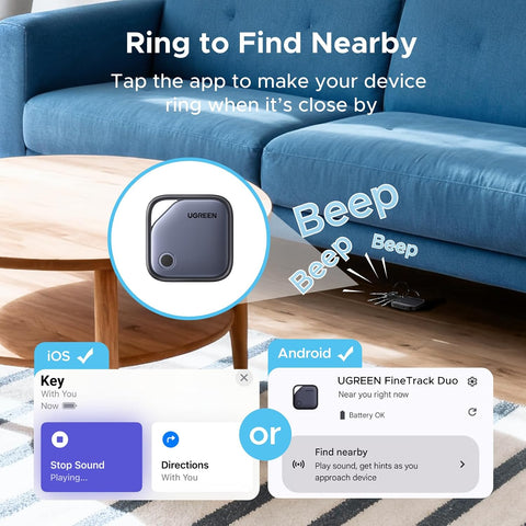 UGREEN Finder Duo Air Tracker Tags 4 Pack (iOS and Android)