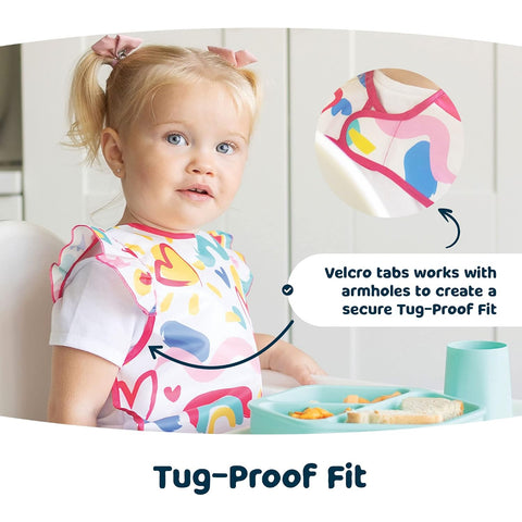 Tiny Twinkle Mess Proof Baby Bib for Girls | Waterproof Toddler Bib for Eating | Baby Apron for Feeding | Machine Washable | Perfect Shower Gift (Unicorn Confetti, 2-4Y)
