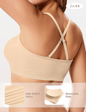 LetsJoli Strapless Bras for Women Push Up Bandeau Wireless Tube Padded Bra