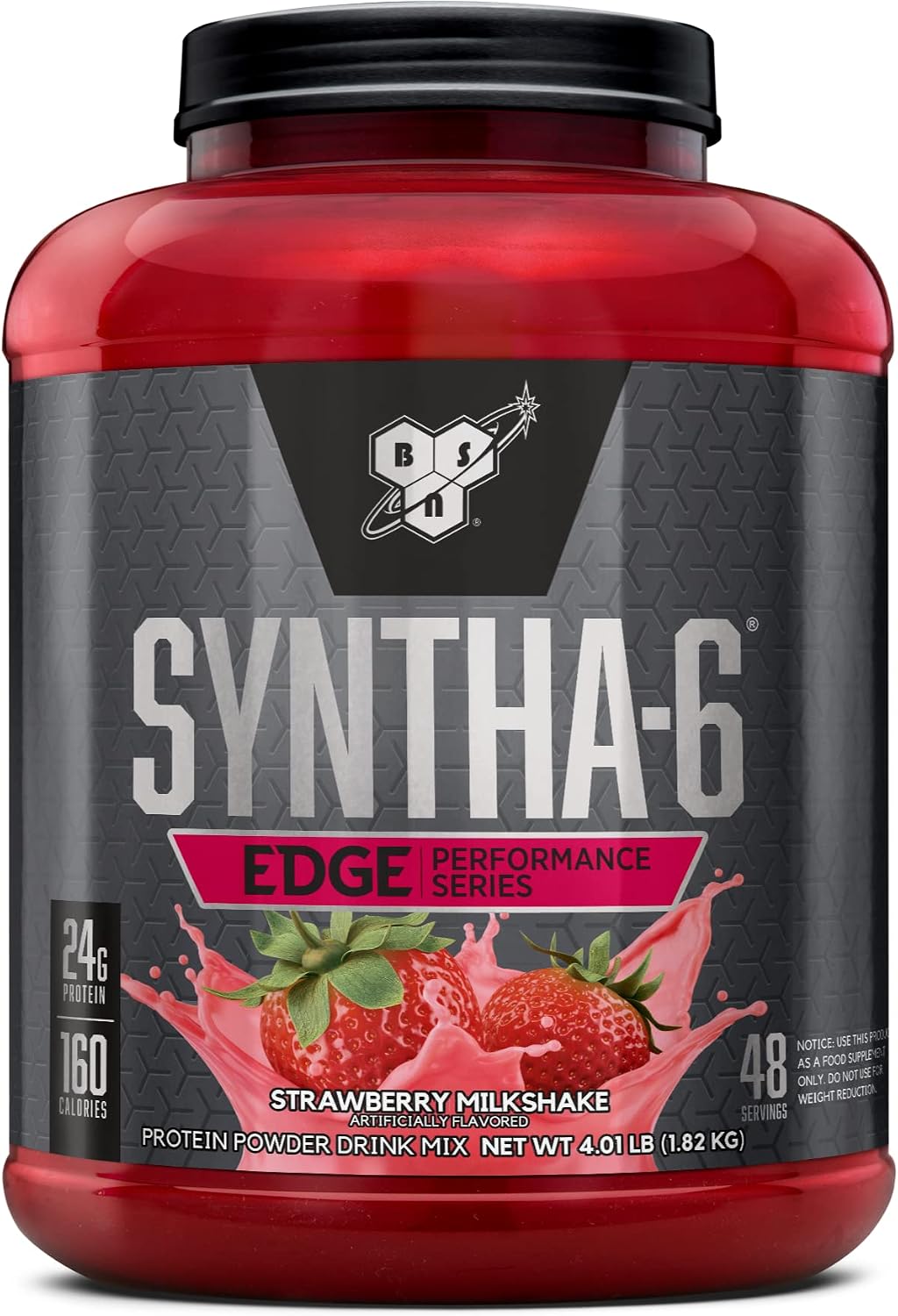 BSN SYNTHA-6 Edge Powder, Low Sugar, Strawberry Milkshake, 48 Servings