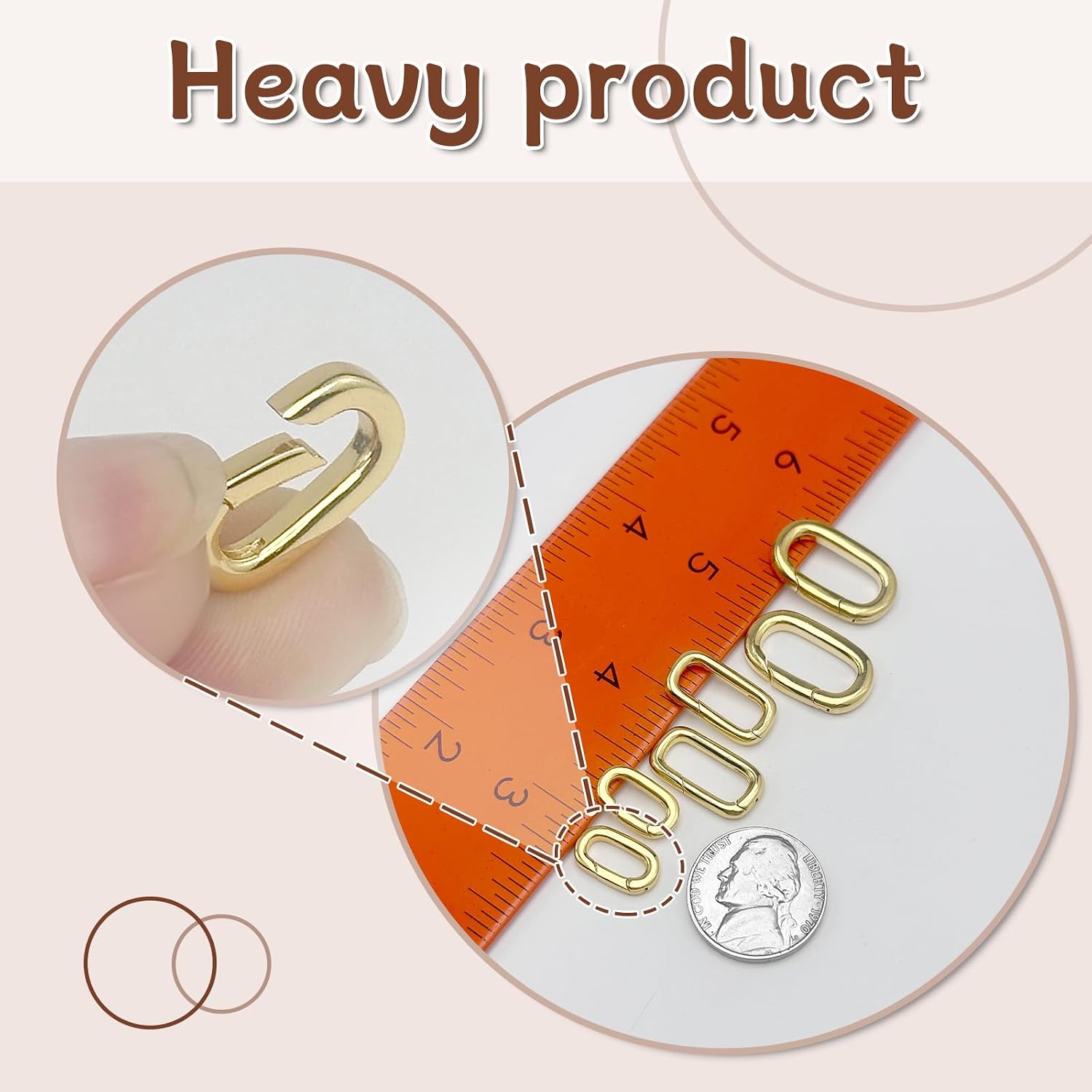 OHINGLT 10Pcs Carabiner Clip Pendant Clasps – 18K Gold Necklace Clasp and Closures, Bracelet Charm Connector for Women