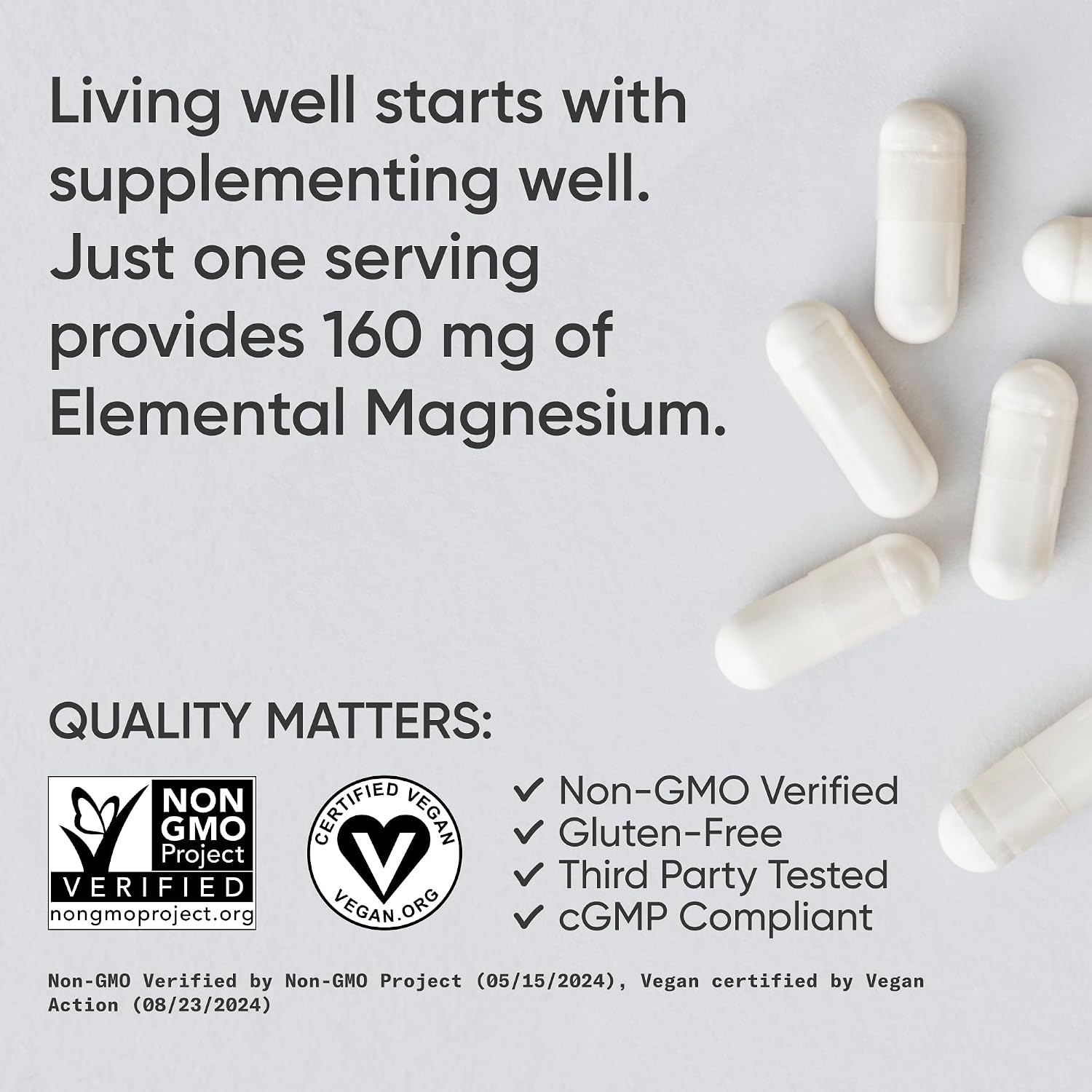 Sports Research® Magnesium Glycinate 160mg, 90 Veggie Capules
