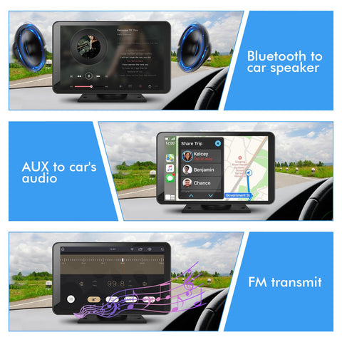Capapro 7" HD Portable Carplay Wireless Touch Screen Double Din Car Stereo Compatible Apple Carplay and Android Auto with GPS Navigation, Voice Control, Mirror Link, Bluetooth