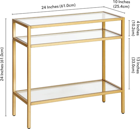 Henn&Hart 24" Side Table, Nightstand, End Table, Gold