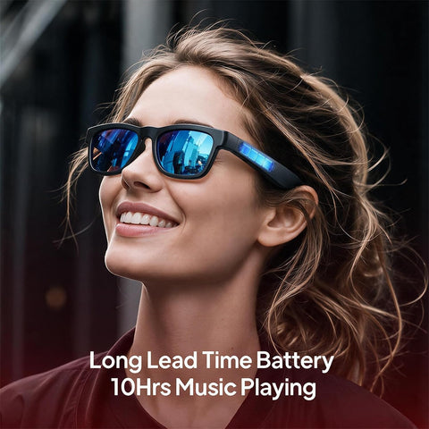 OhO Smart Glasses,Polarized Sunglasses with Bluetooth Speaker,Athletic/Outdoor UV Protection and Voice Control,Unisex(Mirror Blue Lens)