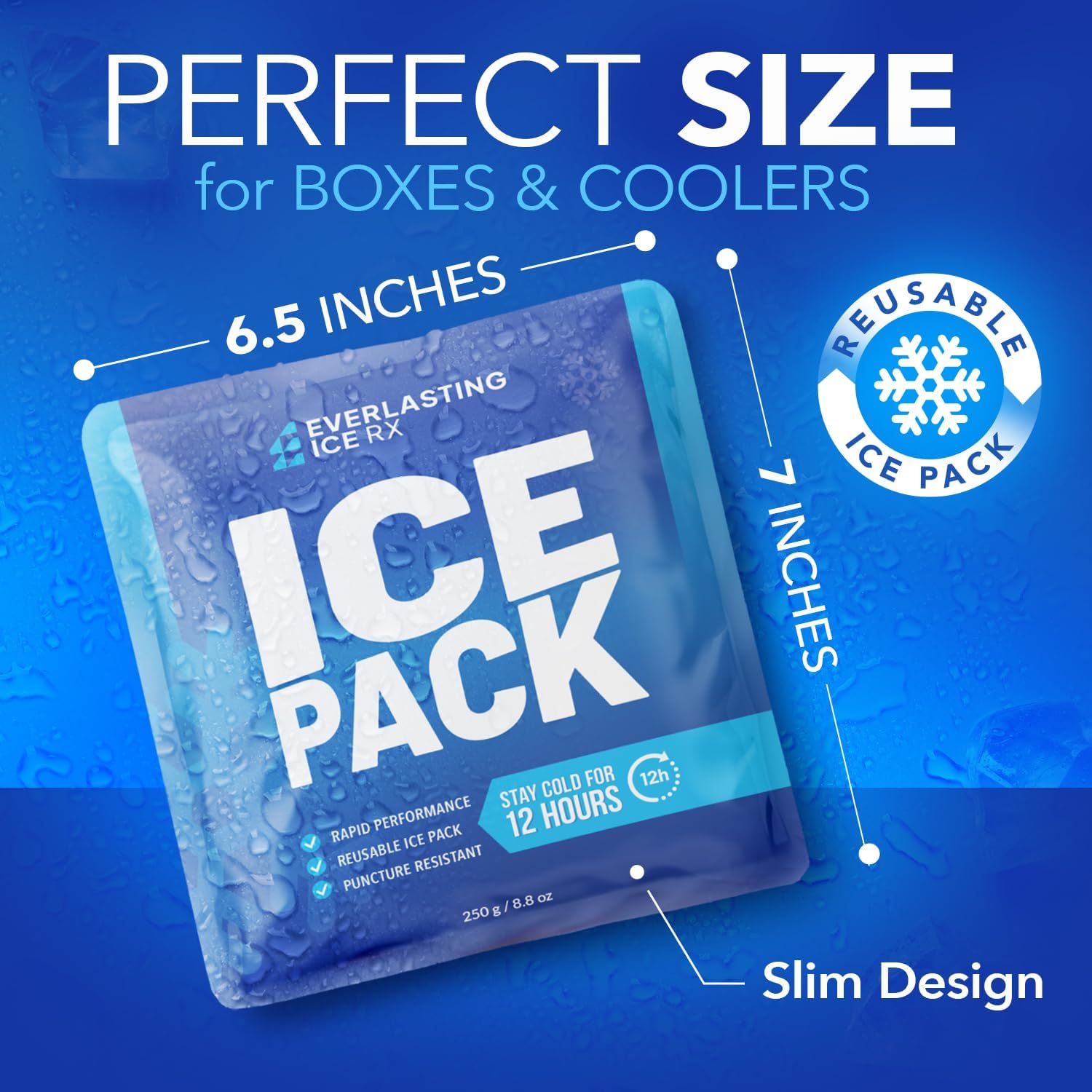 Reusable Ice Packs for Coolers and Lunch Box, Long Lasting 12 Hours, 4 Pack
