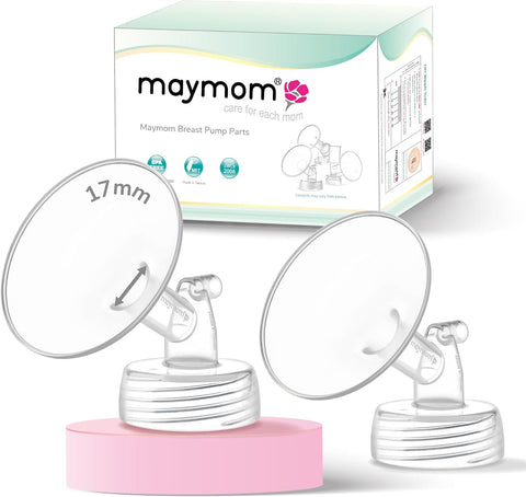 Maymom 2x17 mm Wide Neck Pump Parts Compatible with Spectra S1/S2 Pumps; Incl Wide Mouth Flanges; Not Original Spectra Flange Shield (Two Small Flanges)