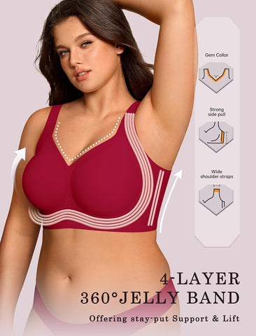 OEAK Womens Wireless Jelly Bras Plus Size Support Push Up Comfortable Bra