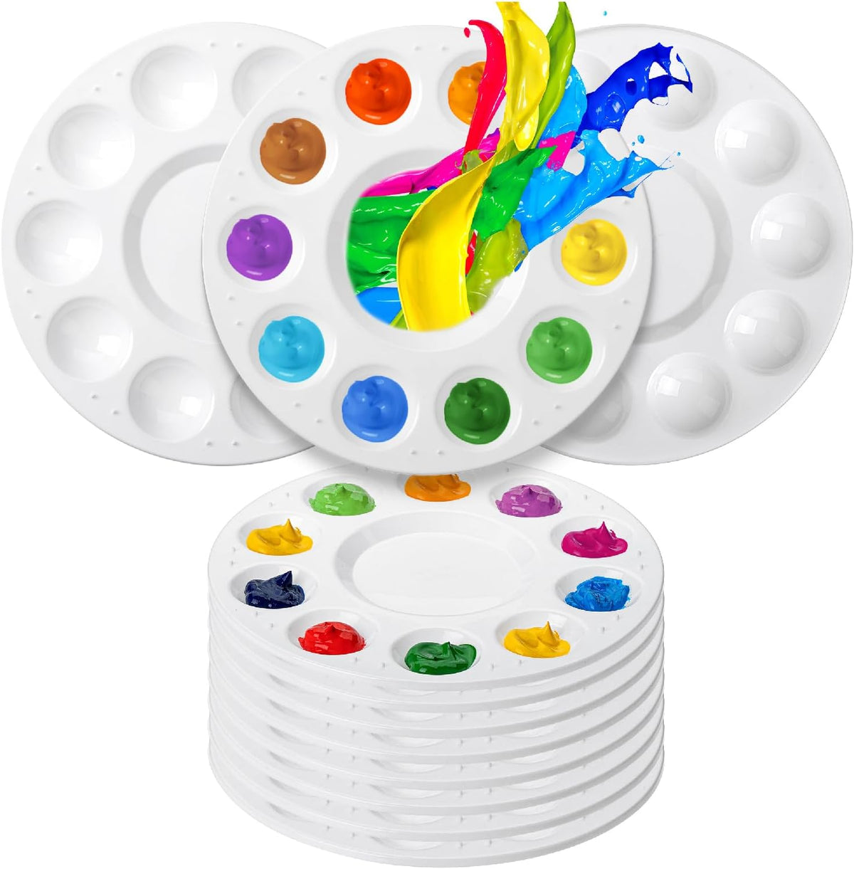 Mr. Pen- Round Paint Tray Palettes, 8 Pack