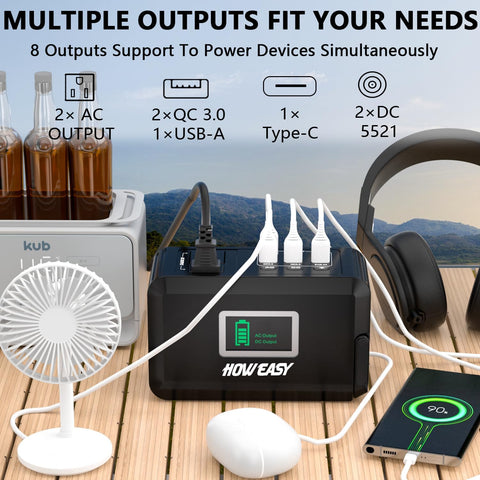 HOWEASY Portable Power Station 120W, 24000mAh Camping Solar Generator