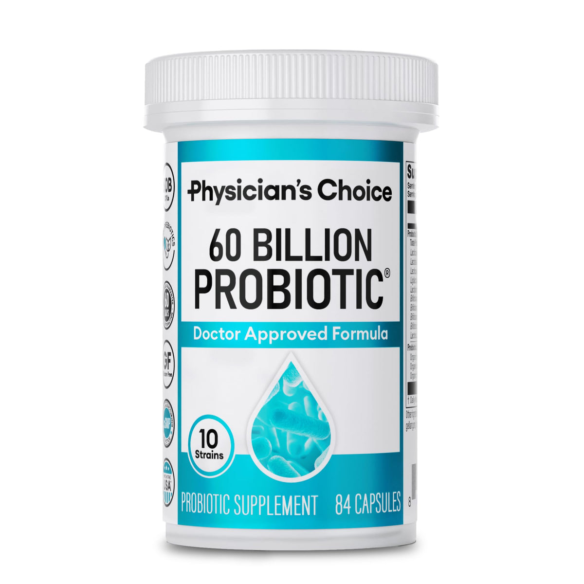 Physician's CHOICE Probiotics 60 Billion CFU - 10 Strains + Organic Prebiotics - Immune, Digestive & Gut Health - Supports Occasional Constipation, Diarrhea, Gas & Bloating - for Women & Men - 84ct