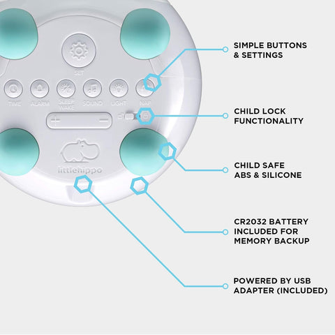 LittleHippo Mella: Kids Alarm Clock, Ready to Rise Children's Sleep Trainer, Night Light, Sound Machine and OK to Wake for Toddlers and Kids - Arctic Blue (Updated 2025)