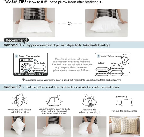 MIULEE 12x20 Pillow Inserts Set of 2, Throw Pillows for Sofa Couch Bed