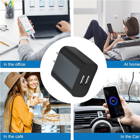 USB Wall Charger,4 Pack Dual Port Plug Adapter,Wall Outlet Charging Block
