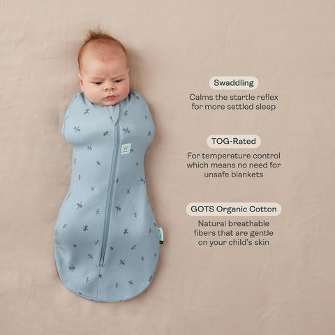ergoPouch Cocoon Swaddle Sleep Sack, 3-6 Months, 2.5 TOG, Dragonflies