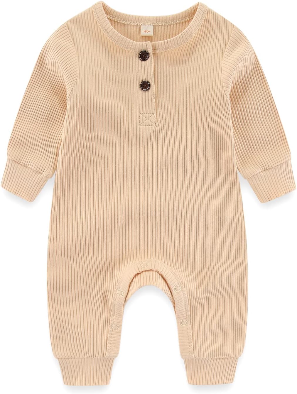 Newborn Baby Boys Girls One Piece Romper With Mitten Cuffs 3 Pack Long Sleeve Ribbed Button Jumpsuit Outfit Clothes