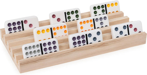 Spin Master Games Wooden Domino Racks Set of 4 Trays Classic Board Game