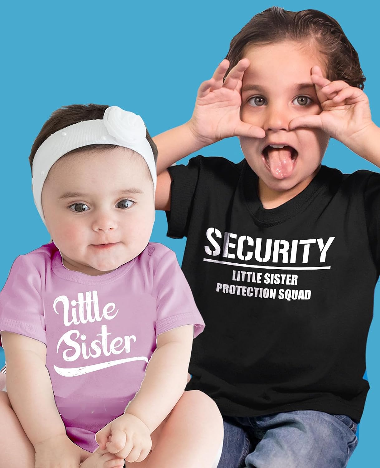 Tstars Security Squad Big Brother Little Sister Set Tee Baby Bodysuit