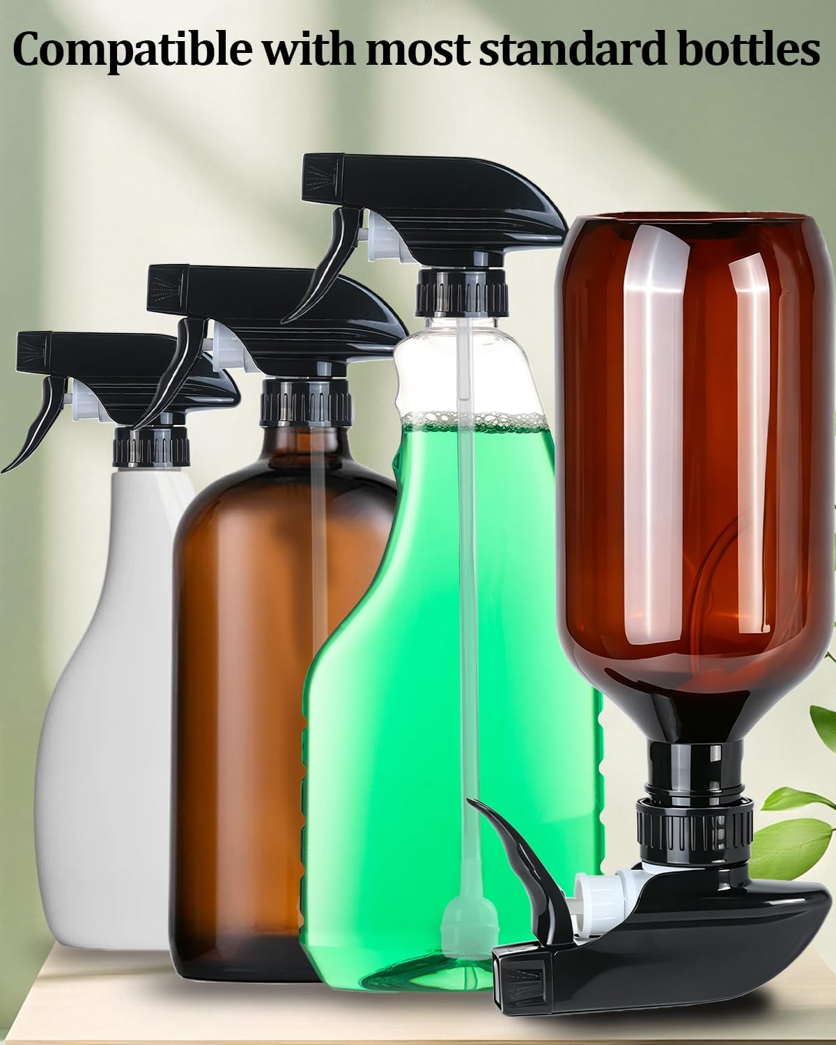 8 Pack 360° Spray Nozzles for 8oz, 16 oz Spray Bottles Black