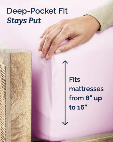 Twin XL 3 Piece Sheet Set - College Dorm Room Essentials - Light Pink