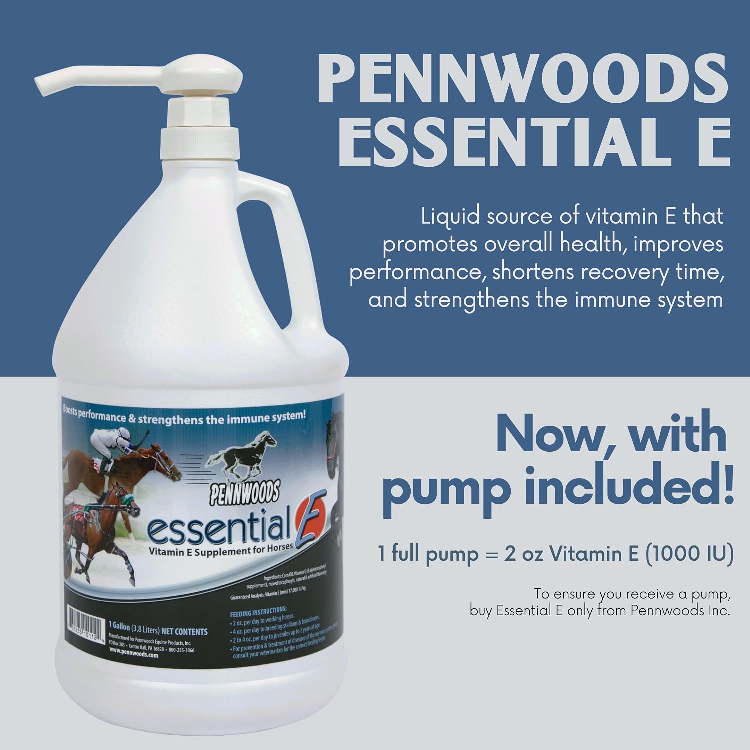 Pennwoods Essential E: Equine Vitamin E Horse Supplement, 1 Gallon
